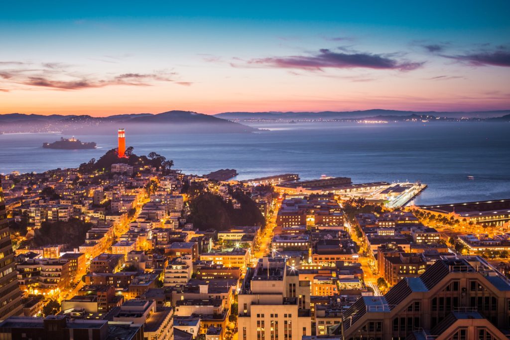 Coit Tower, Alcatraz and the Bay